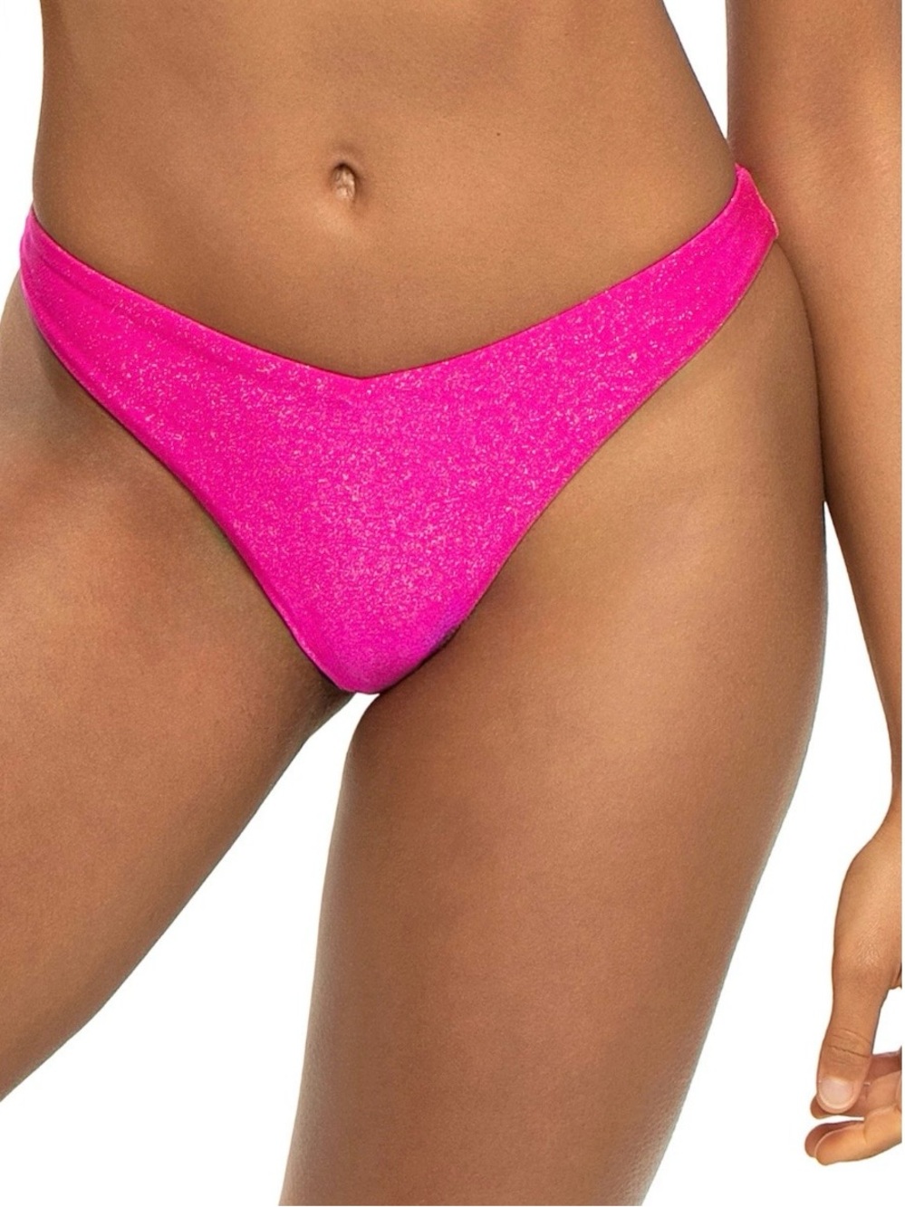 Women's Hot Pink Ribbed Bikini Bottom
